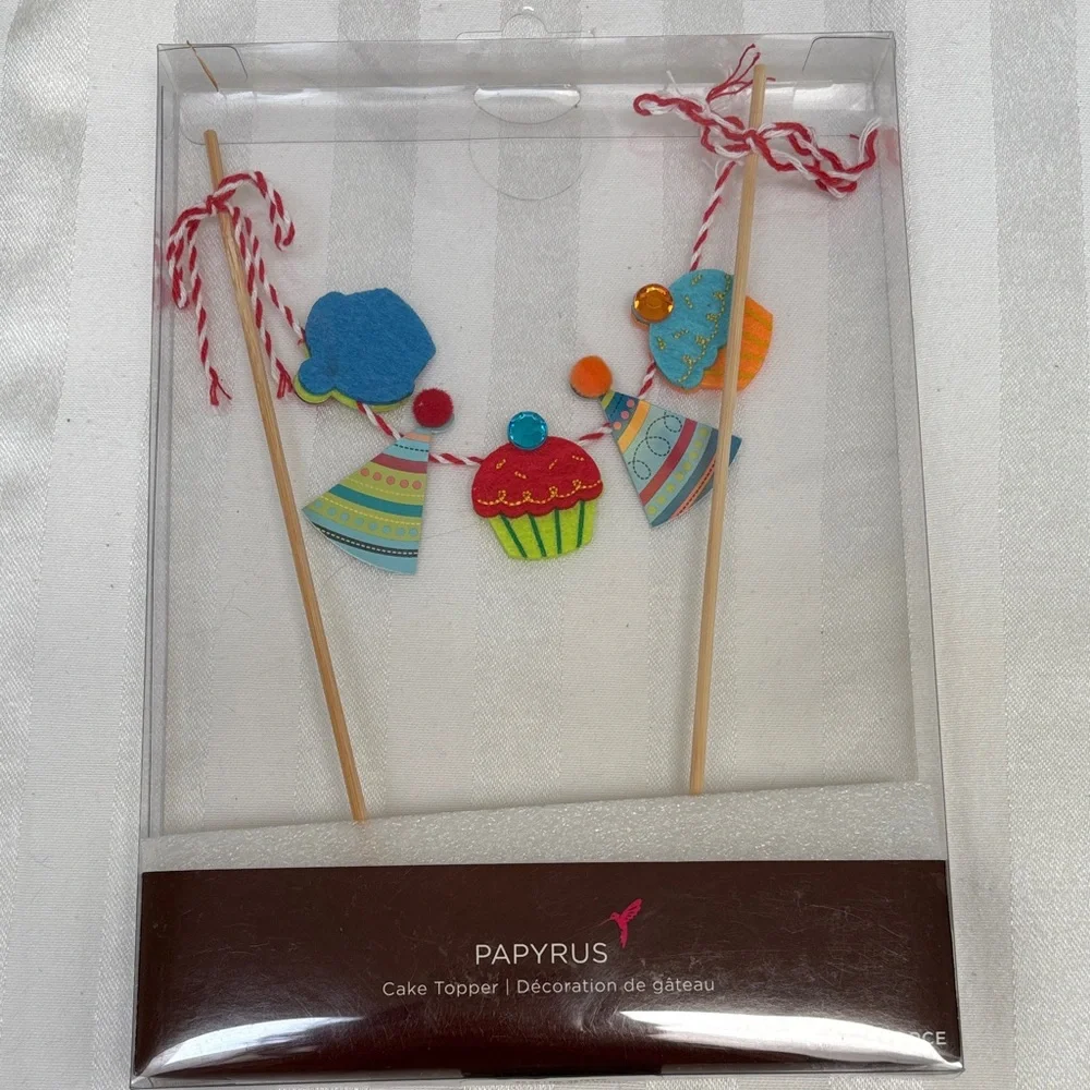 Papyrus Festive Cake Topper with Red, Blue, and Green Accents